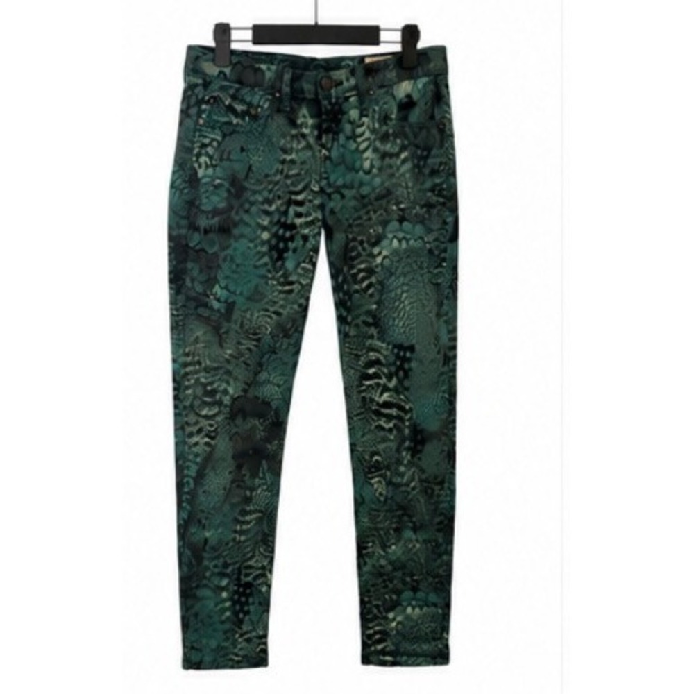 Rag & Bone The Legging Women 29 Green New Scale Feather Print Skinny‎ Jeans